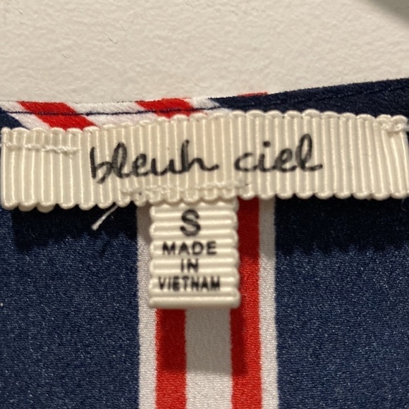 BLEUH Ciel Blue & Red Striped Duster Jacket Medium - Picture 16 of 16